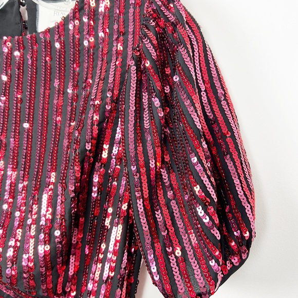 RIXO x Laura Jackson Daisy Velvet Trimmed Sequin Crepe Midi Maxi Dress S - Picture 9 of 15